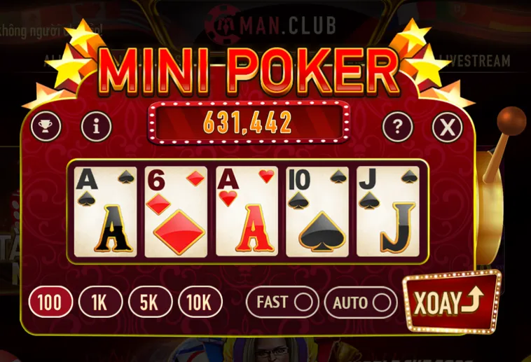 Minigame Mini Poker Tại ManClub Trải Nghiệm Cá Cược Bài Tố Đỉnh Cao Đầy Hào Hứng