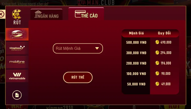 Hướng Dẫn Rút Tiền ManClub Nhanh Chóng An Toàn Cho Mọi Cược Thủ Chuyên Nghiệp