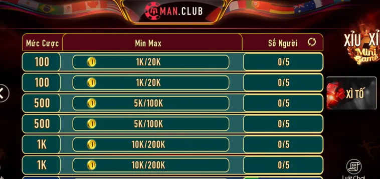 Xì Tố Tại ManClub Đỉnh Cao Chiến Thuật Với Những Phần Thưởng Hấp Dẫn